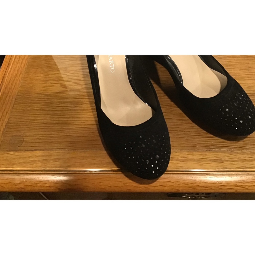 Black suede wedges